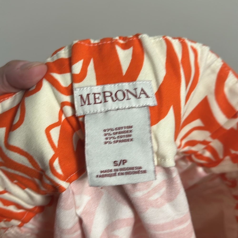 Merona Stretch waist pull on Orange and White Patterned Women's Skirt small - Picture 3 of 3